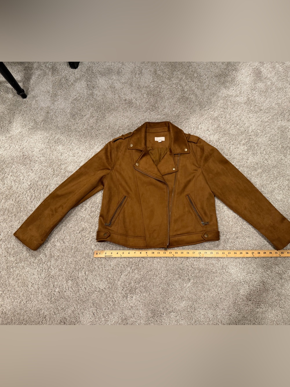 Ladies Brown Imitation Suede Moto Jacket